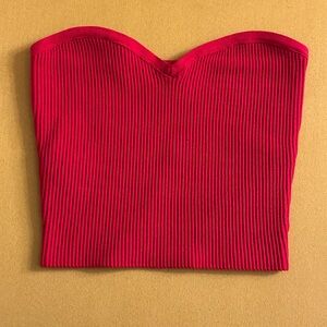 Red Aritzia Strapless Ribbed Top